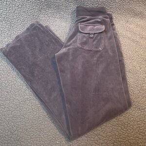 Pink Lady Velour Track Pants Gray Womens Size Medium With Back Pockets